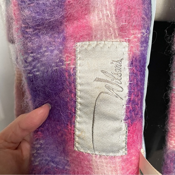 Vintage Pastel Colourful Plaid Mohair Long Coat - S/6-8US ๐ธ - Picture 8 of 14